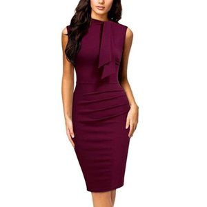 Half Collar Ruffle Cocktail Pencil Dress